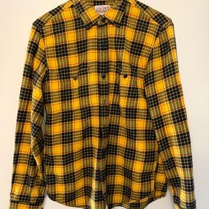J. Crew Yellow and Black Plaid Flannel Men's Shirt